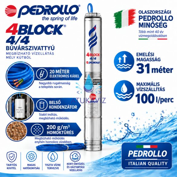 Pedrollo 4BLOCKm 4/4 búvárszivattyú 3,2 bar