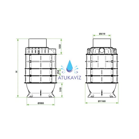 Szennyvízátemelő akna 1000X2500