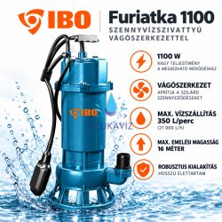   IBO Furiatka 1100 W vágószerkezetes szennyvízszivattyú – 350 l/perc, 16 m