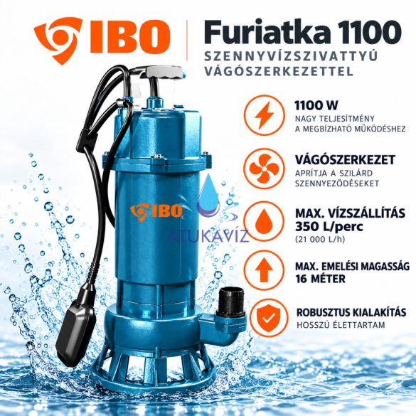 IBO Furiatka 1100 W vágószerkezetes szennyvízszivattyú – 350 l/perc, 16 m