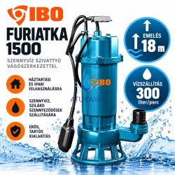   IBO Furiatka 1500 W vágószerkezetes szennyvízszivattyú – 1500 W, 300 l/perc, 18 m
