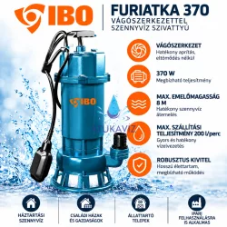   IBO Furiatka 370 W darálós szennyvízszivattyú vágószerkezettel – 200 l/perc, 8 m, 230 V