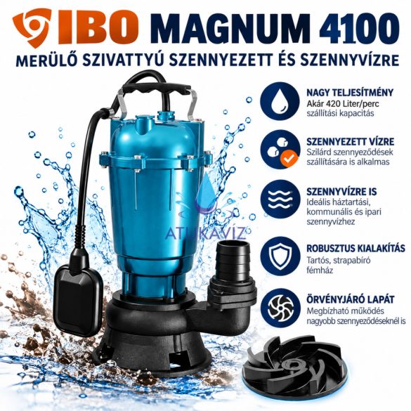IBO MAGNUM 4100 szennyvízszivattyú 1100 W – 420 l/perc, 16 m, 2"